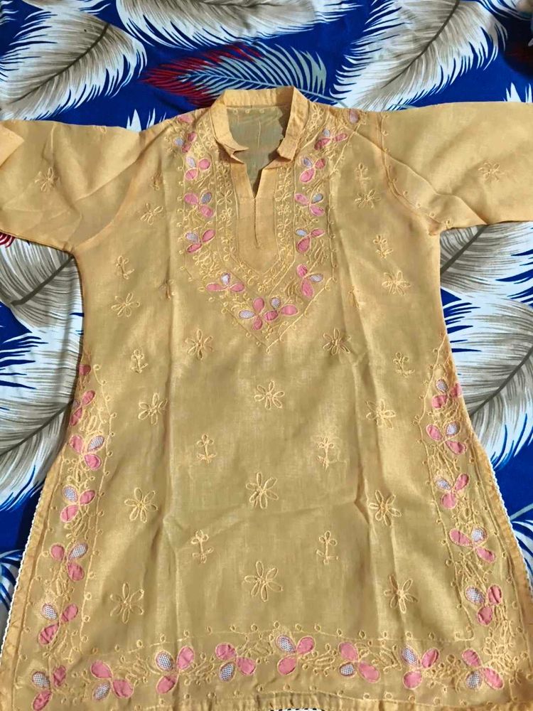 Embroidered Yellow Kurta
