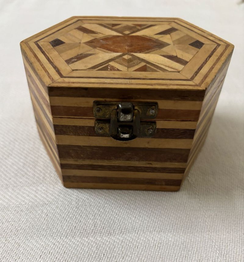 Antique Wooden Organizer With Brass Latch