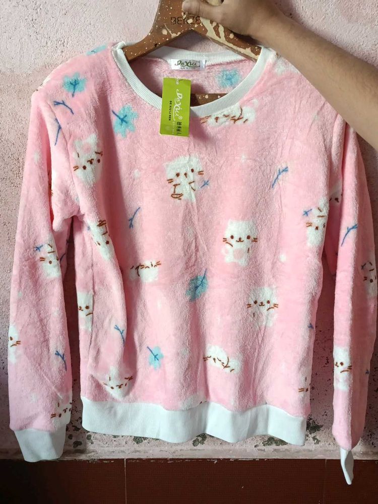 Pink Fuzzy Long Sleeve Top