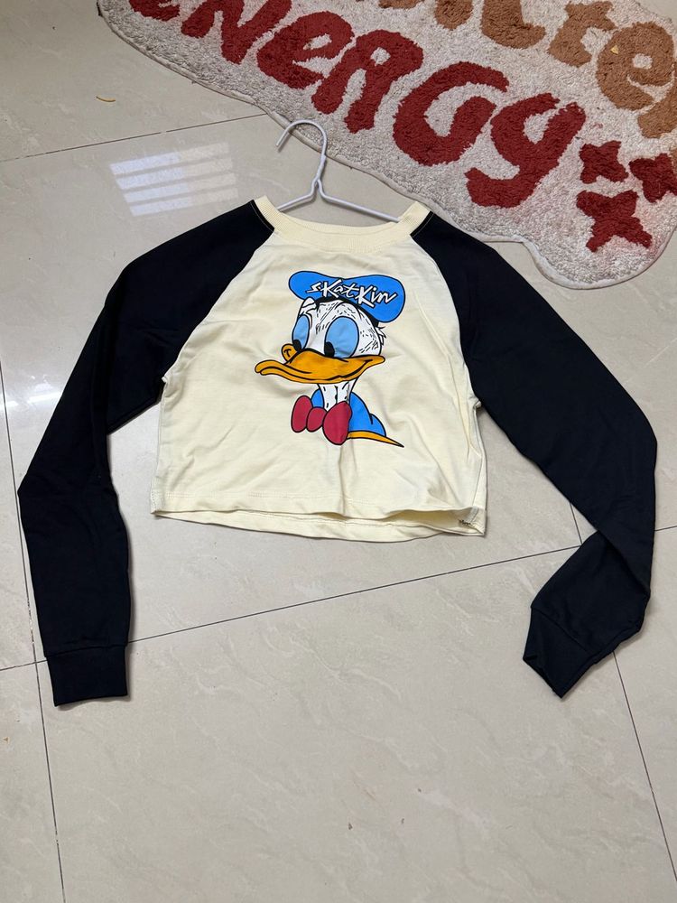 Cute Donald Duck Graphic Long Sleeve Top