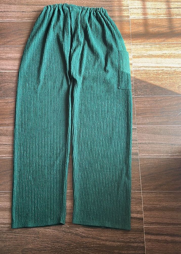 Green Pleated Palazzo Pants