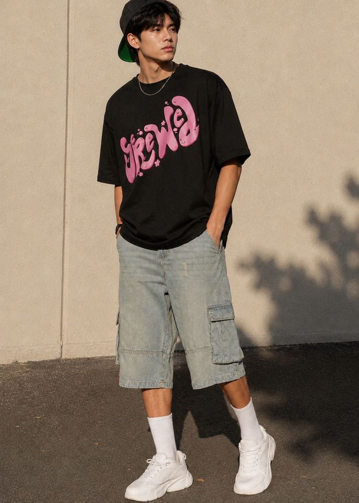 Y2K Oversized Black Graphic Tee|Relaxed Fit