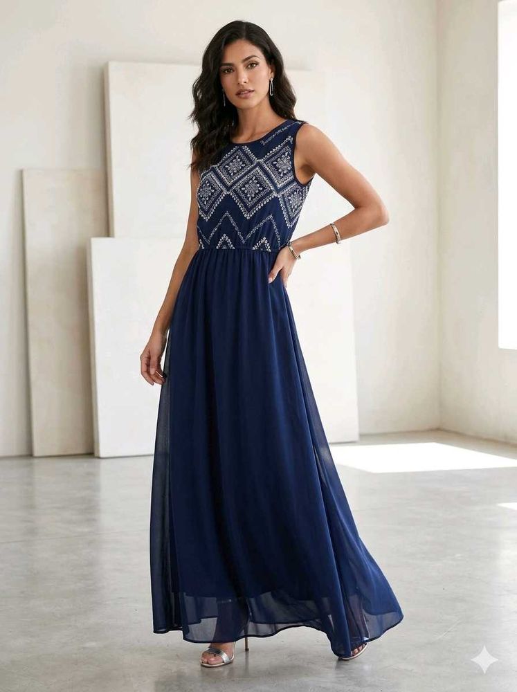 Elegant Navy Maxi Dress