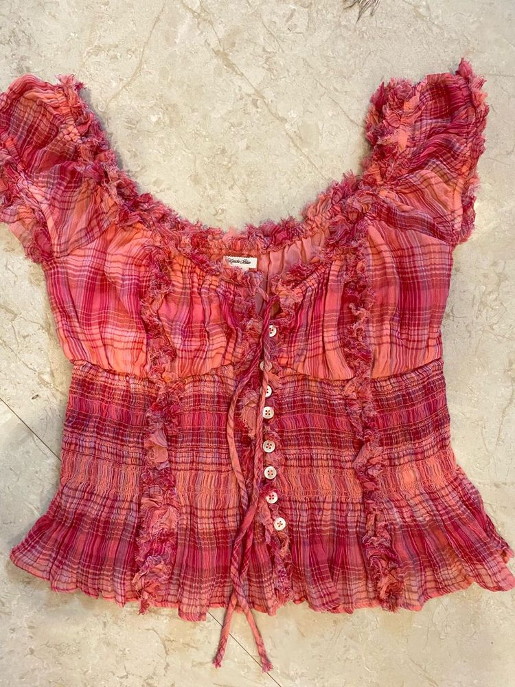 Ruffled Plaid Cottagecore Top