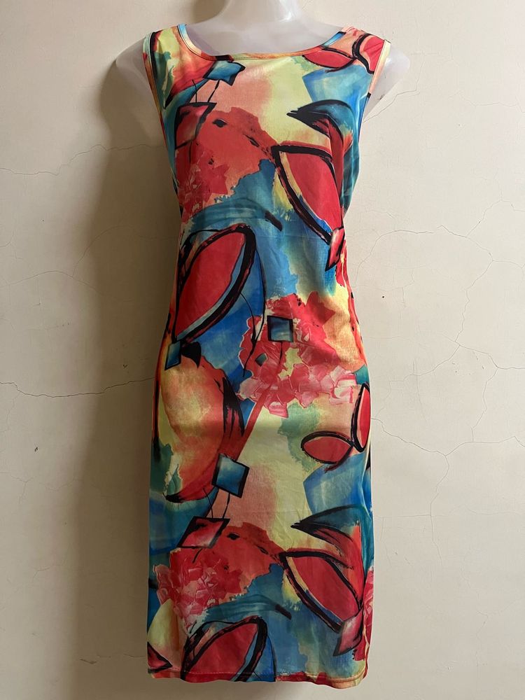 Price Drop Abstract Print Sleeveless Dress