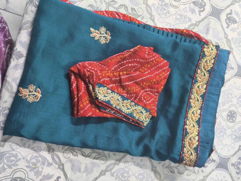 Teal Saree with Embellished Border