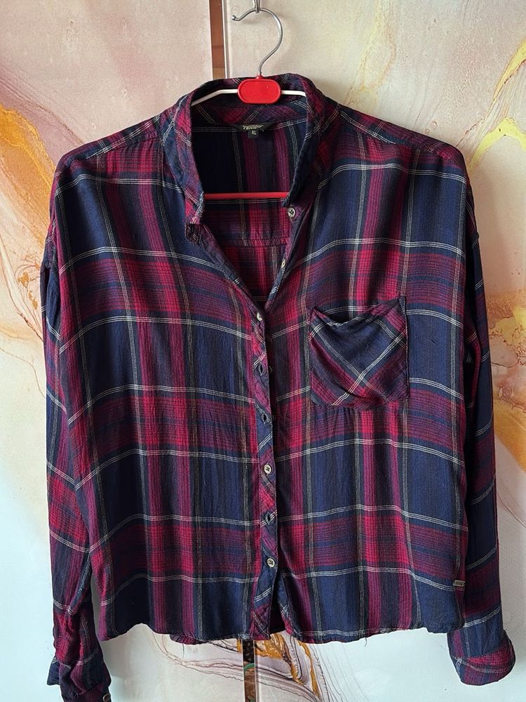 Red and Blue Plaid Long Sleeve Shirt