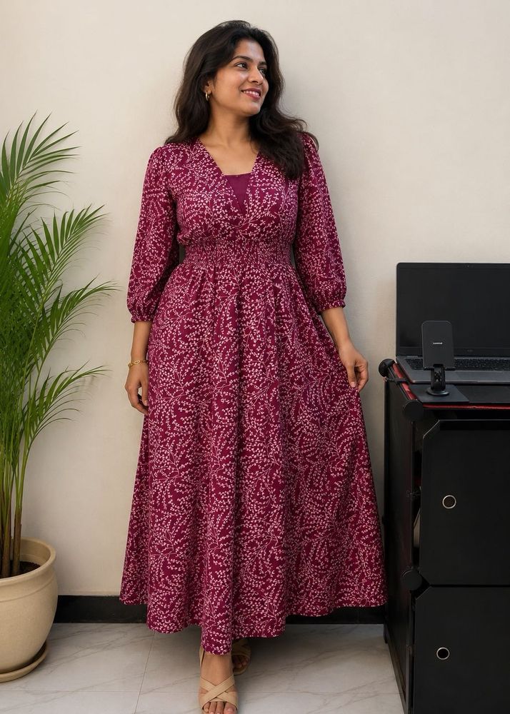 Purple Floral Print Maxi Dress