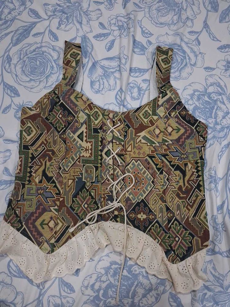 Vintage Lace-Up Corset Top