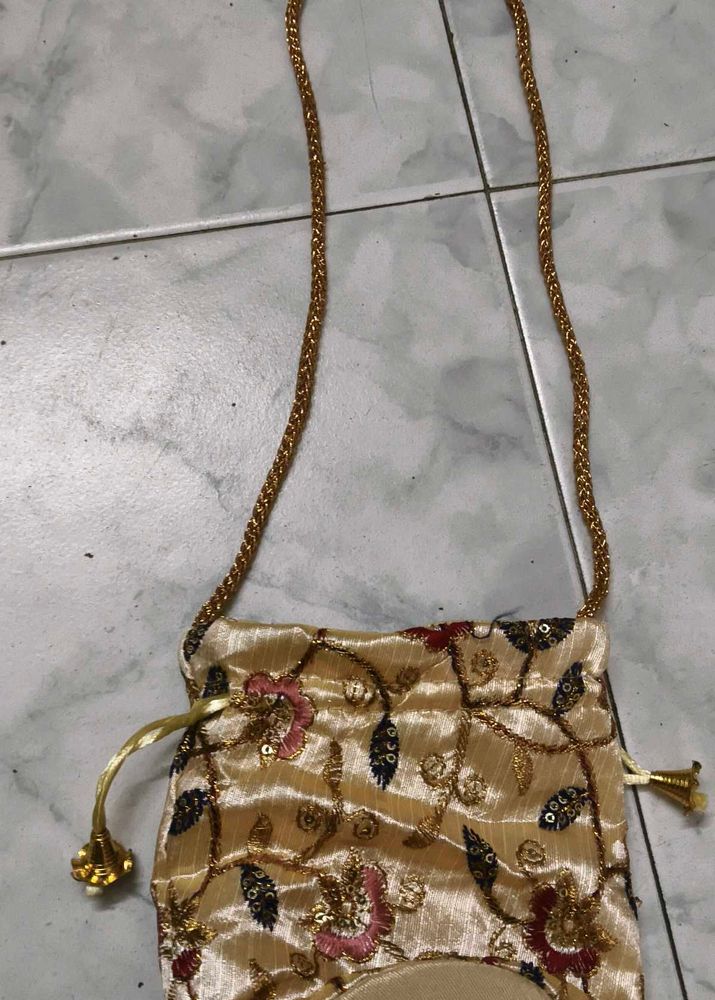 Floral Embroidered Potli Bag