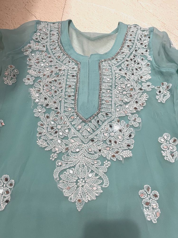 Embroidered Kurta with Mirror Work