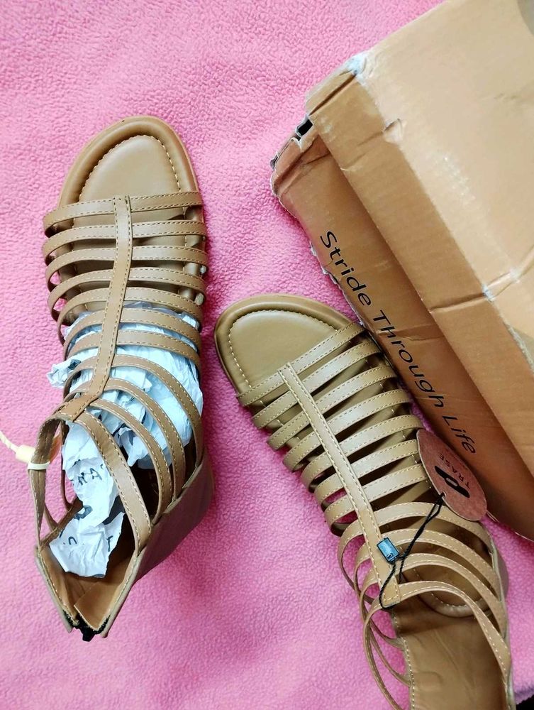Trase Beige Strappy Gladiator Flats