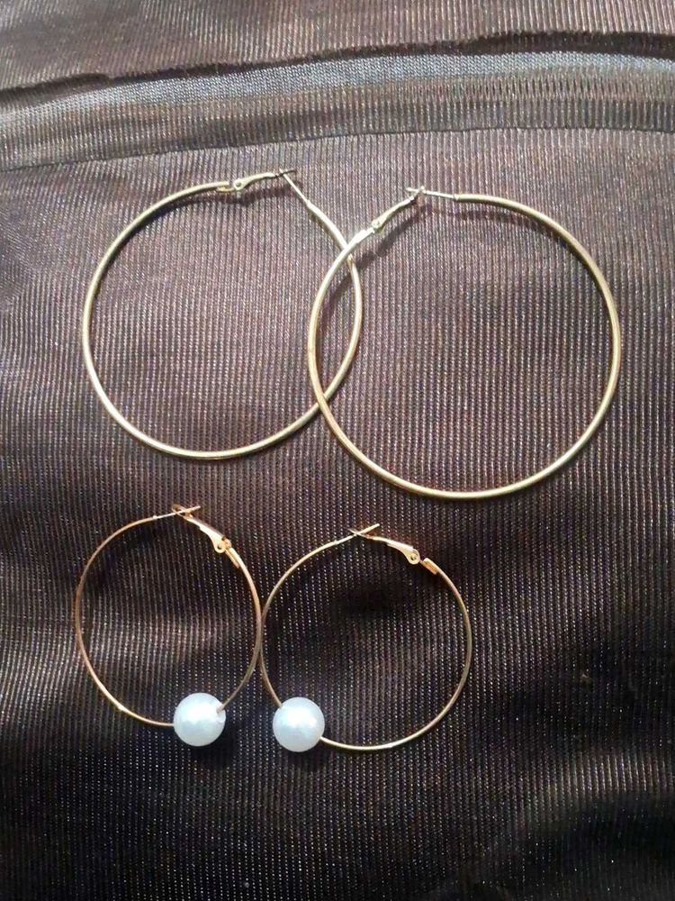 Gold Hoop Earrings with Pearls