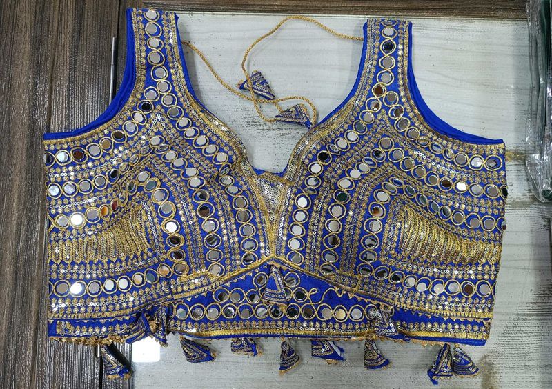 Blue Mirror Work Blouse