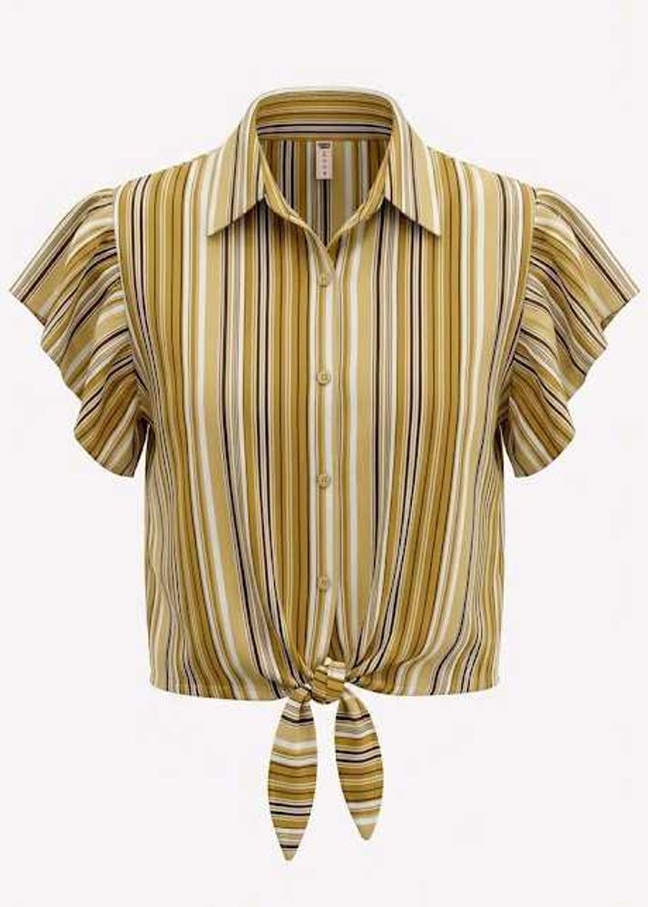 Striped Tie-Front Crop Shirt