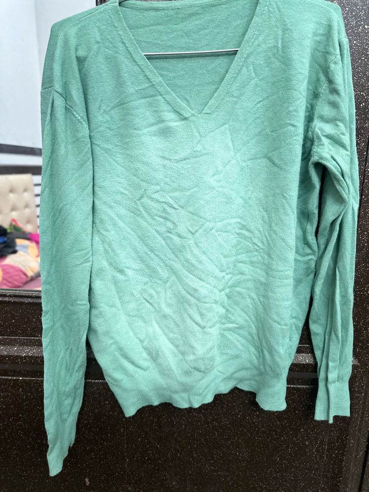 Mint Green V-Neck Sweater