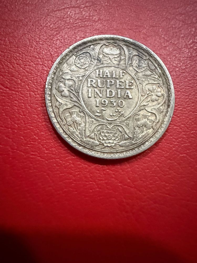 half rupee 1930 silver coin of George V rare