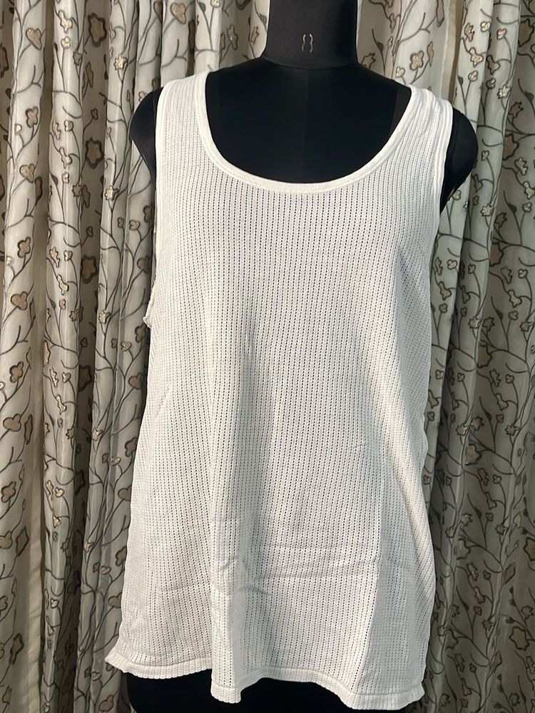White Sleeveless Tank Top