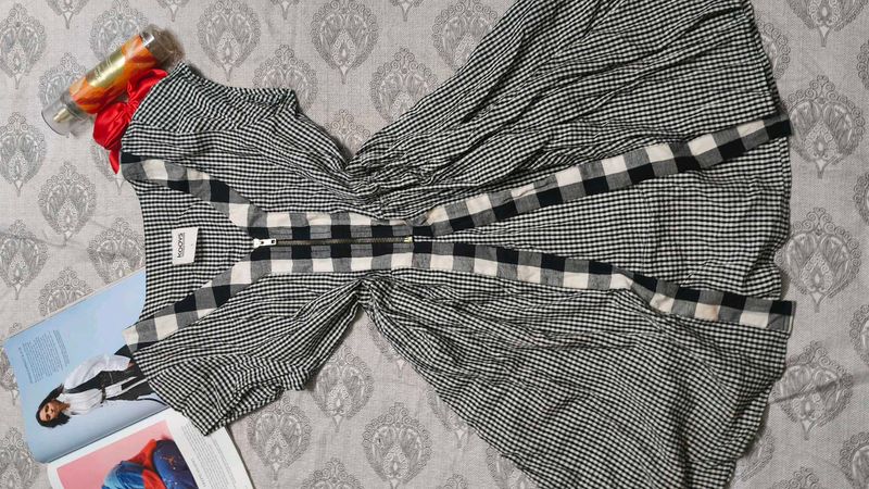 Chic Gingham Print Midi Dress