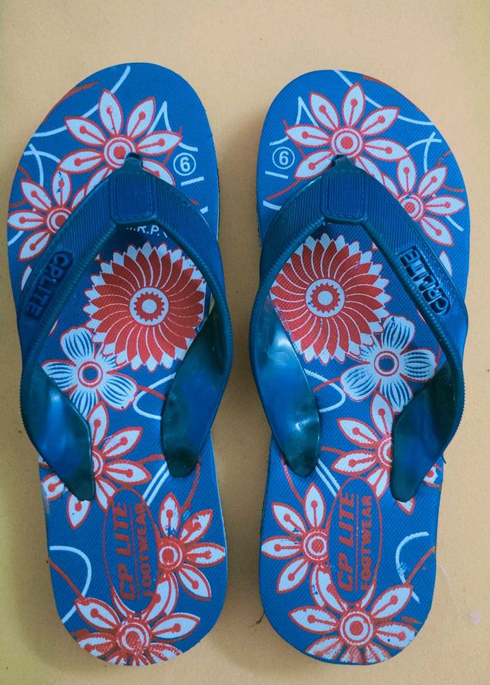 Blue Floral CP Lite Flip-Flops