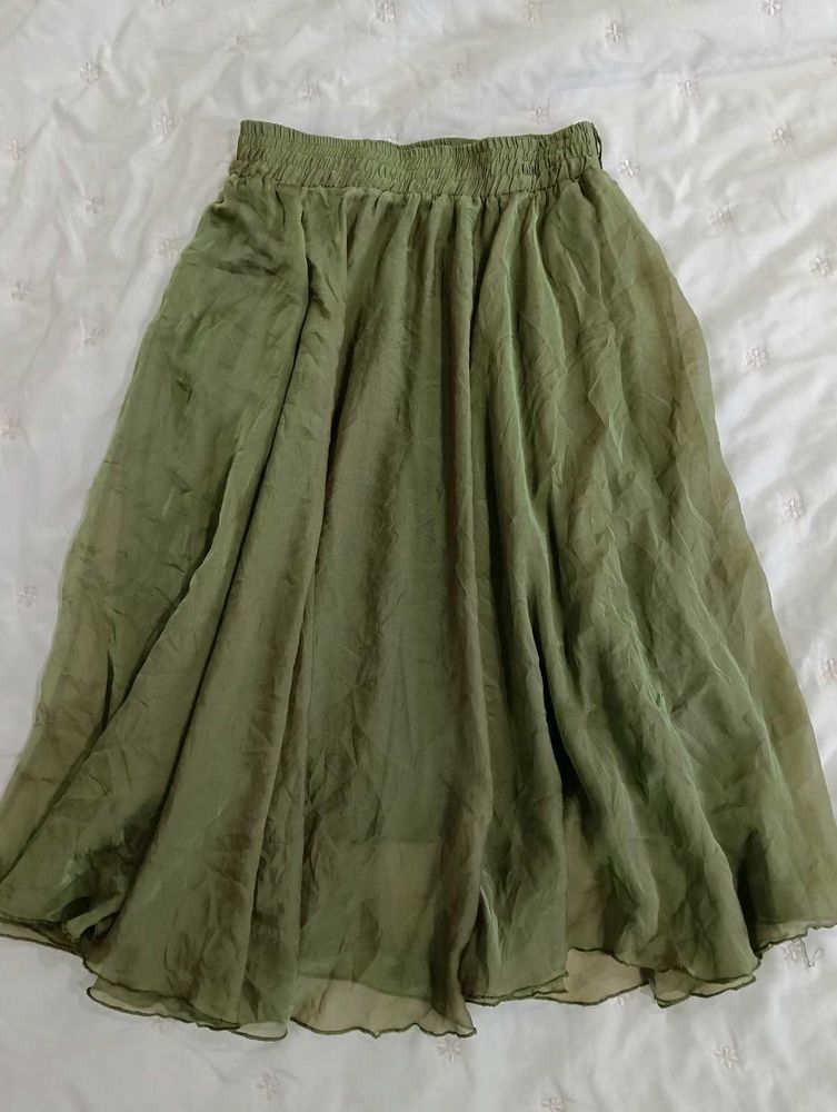 Olive Green midi Skirt