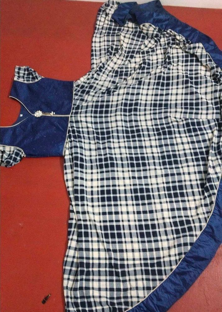 Blue &amp; White Plaid Maxi Dress