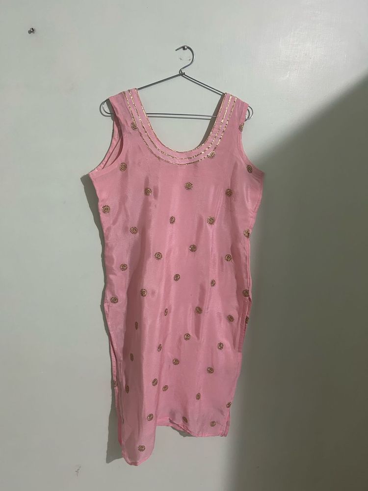 Pink Embroidered Kurta