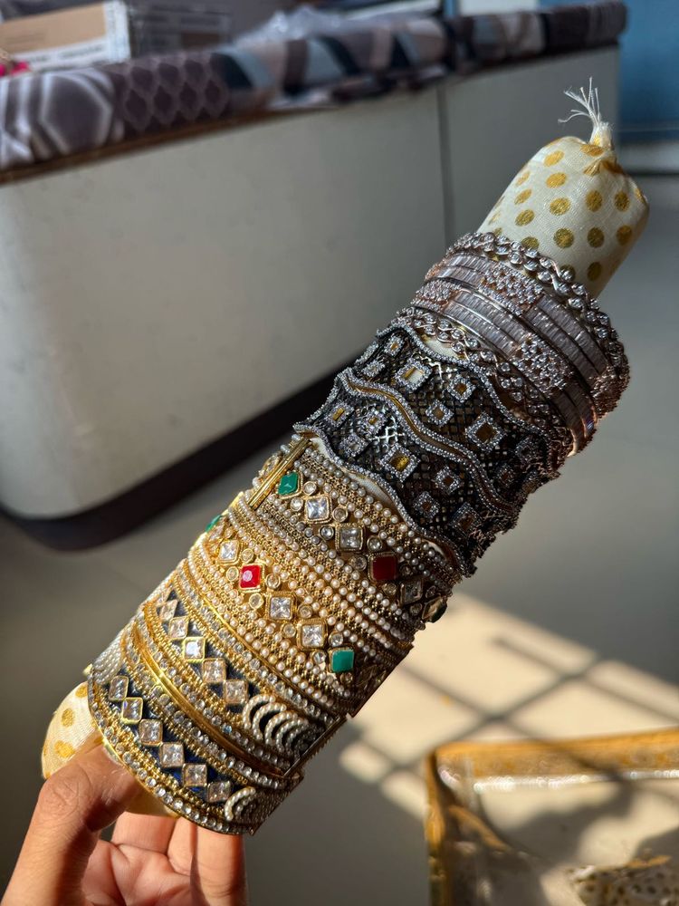 Exquisite Embellished Bangles combo Set