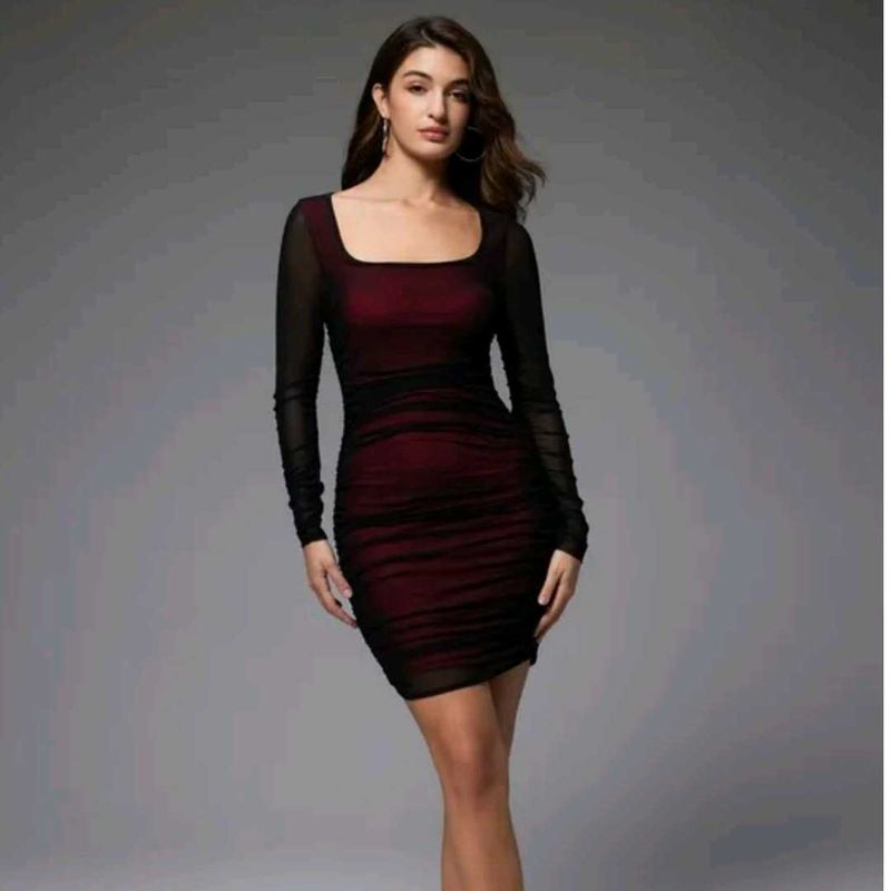 Savana Chic Maroon Bodycon Mini Dress