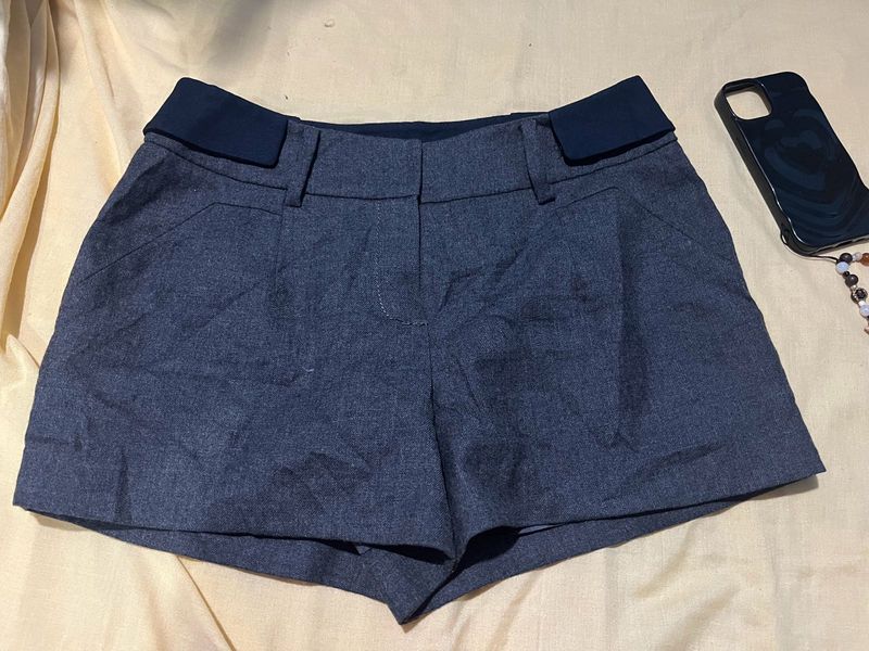 Gray High-Waisted Dress Shorts