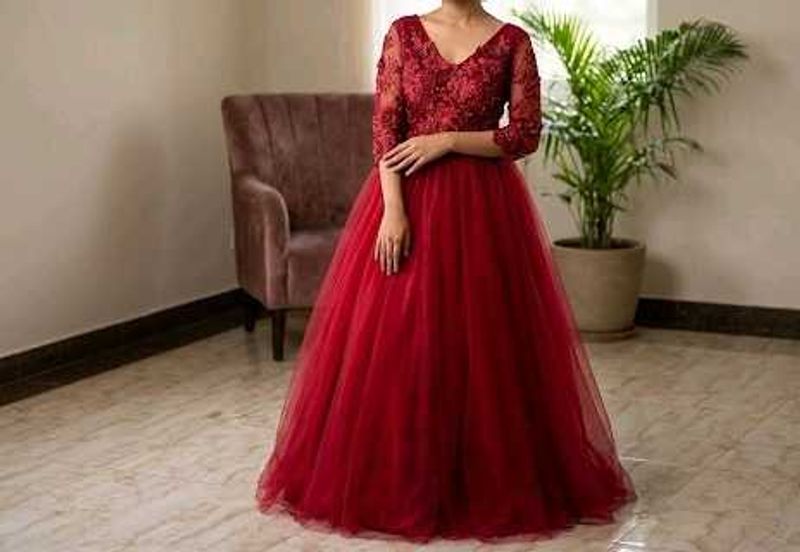 Stunning Red Embellished Evening Gown