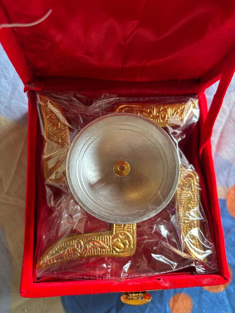 SWASTIK Silver Plated Pooja DIYA