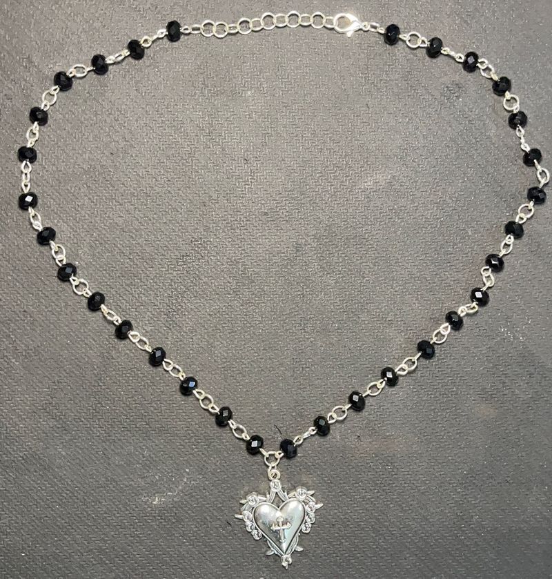 Gothic Heart Beaded Necklace