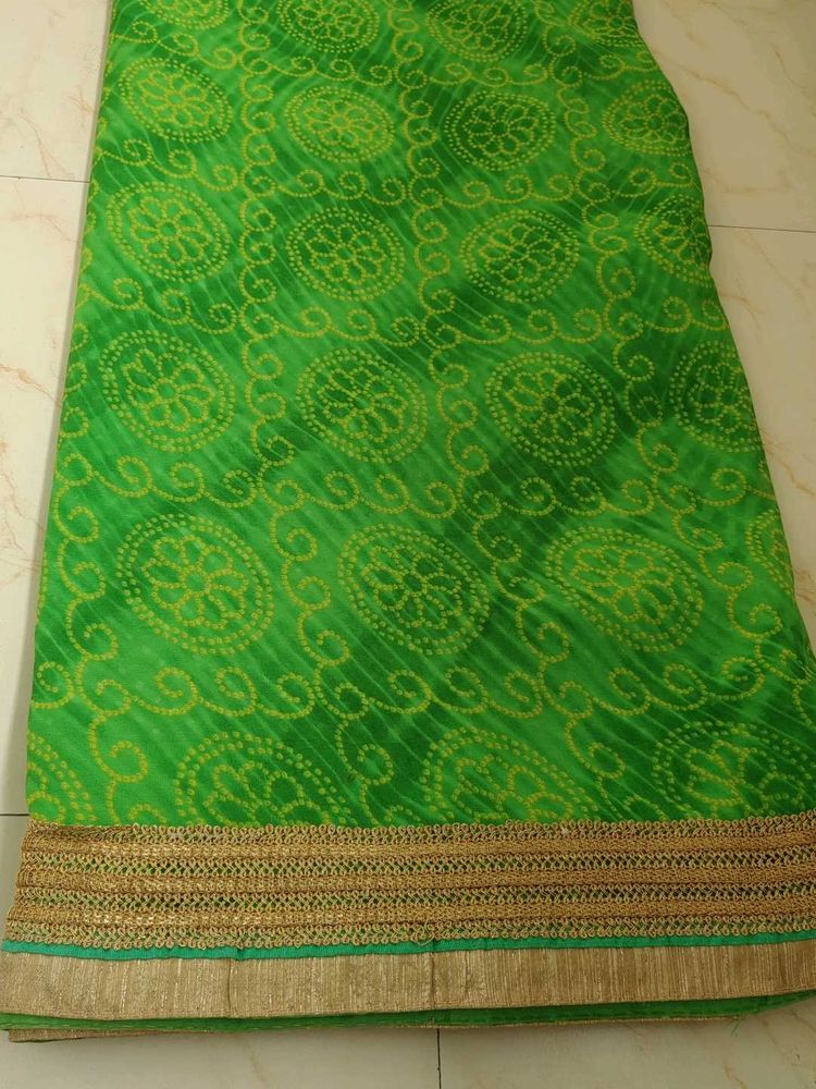 Green Bandhani Saree pure from Rajasthan