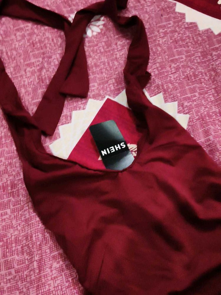Burgundy Halter Neck Top