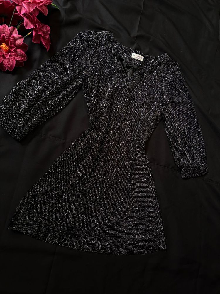 Sparkly Black V-Neck Dress