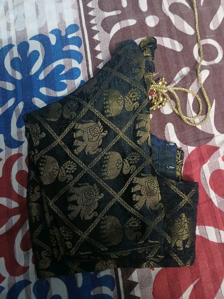 Stitched Brocade Black blouse