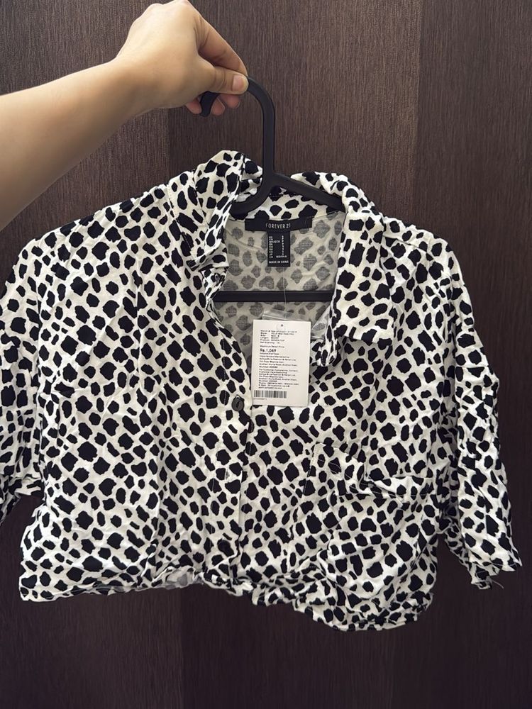 Forever 21 Animal Print Crop Loose T- Shirt