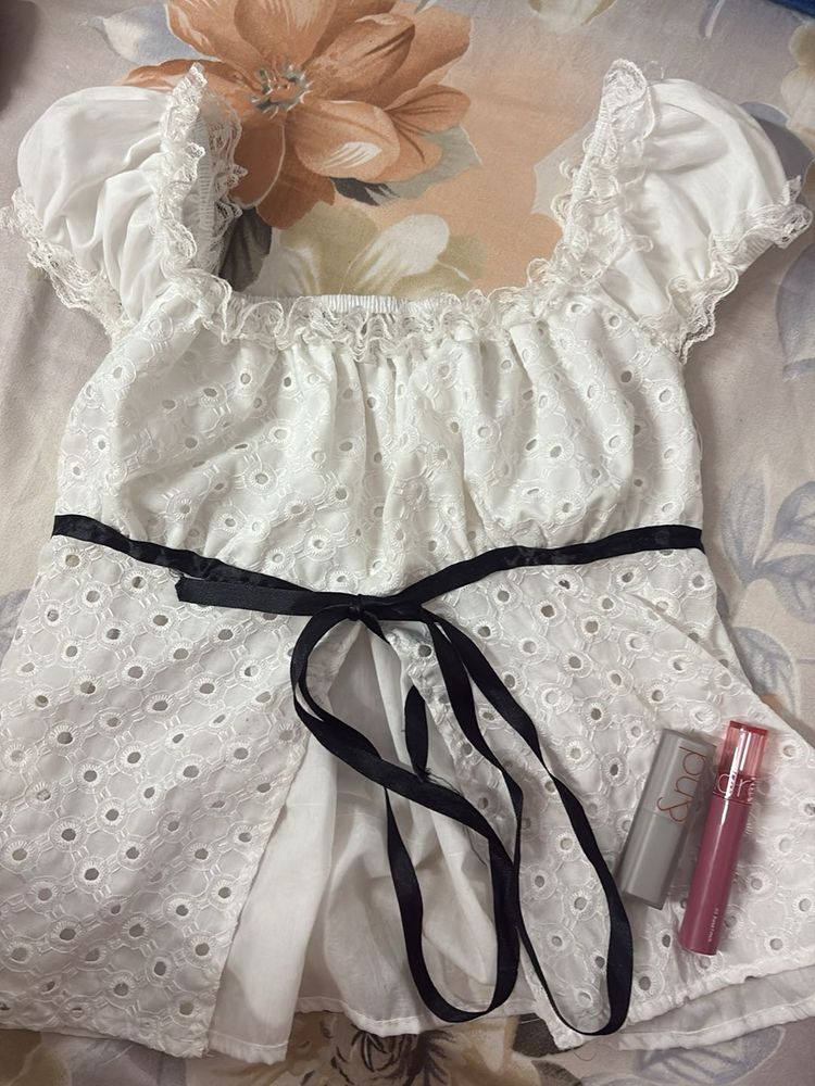 White Broderie Anglaise Off-Shoulder Top