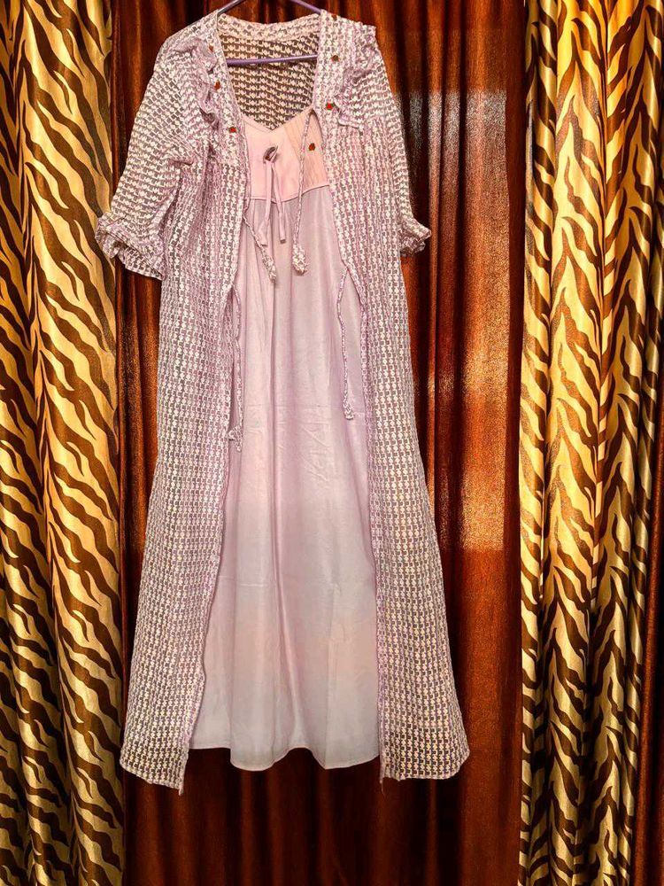 Beautiful Purple Ethnic nighty Set