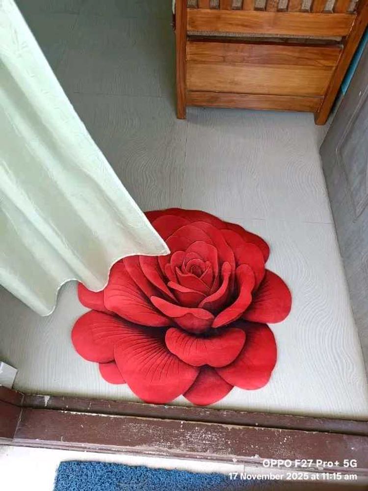 Red Rose Shaped Rug