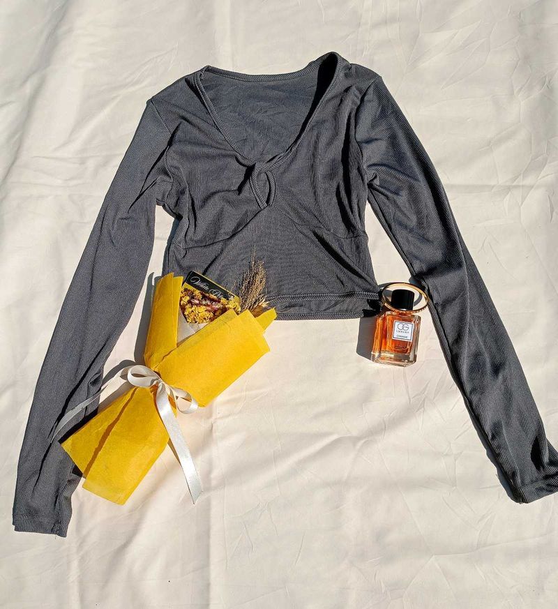 Long Sleeve Tie Front Top