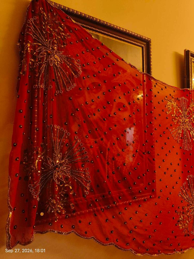 Embellished Red Dupatta