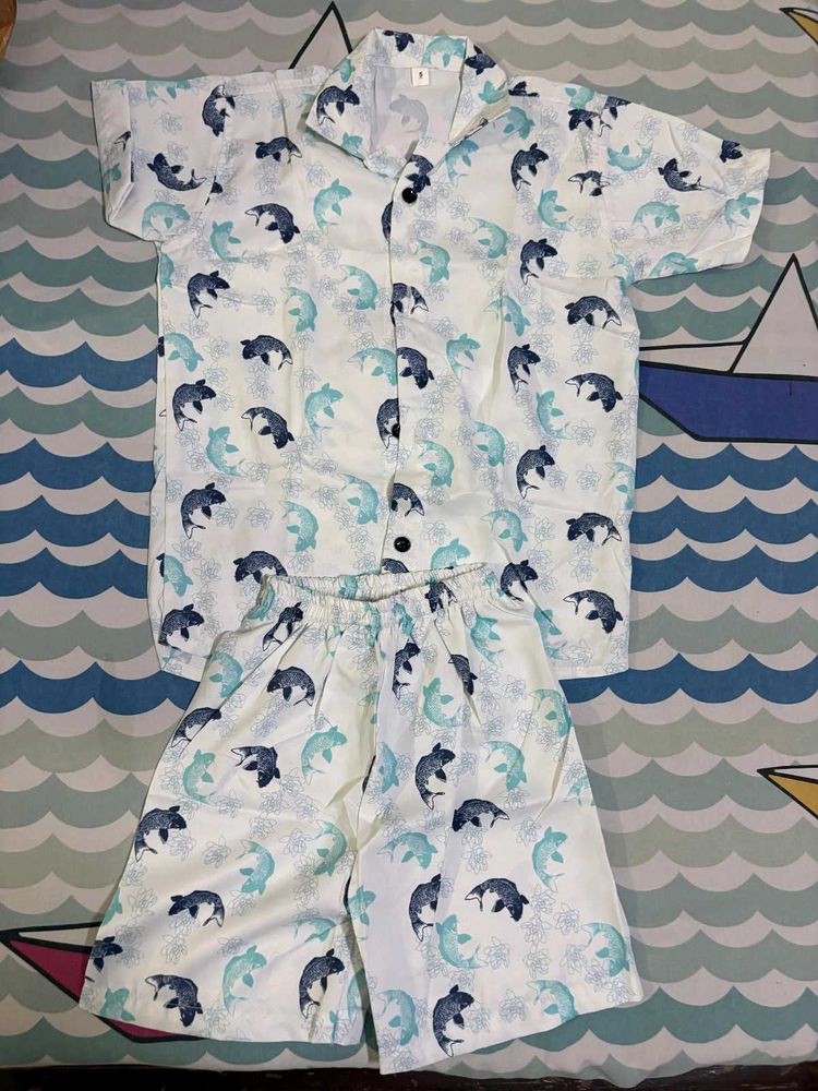 Cute Dolphin Print Pajama Set