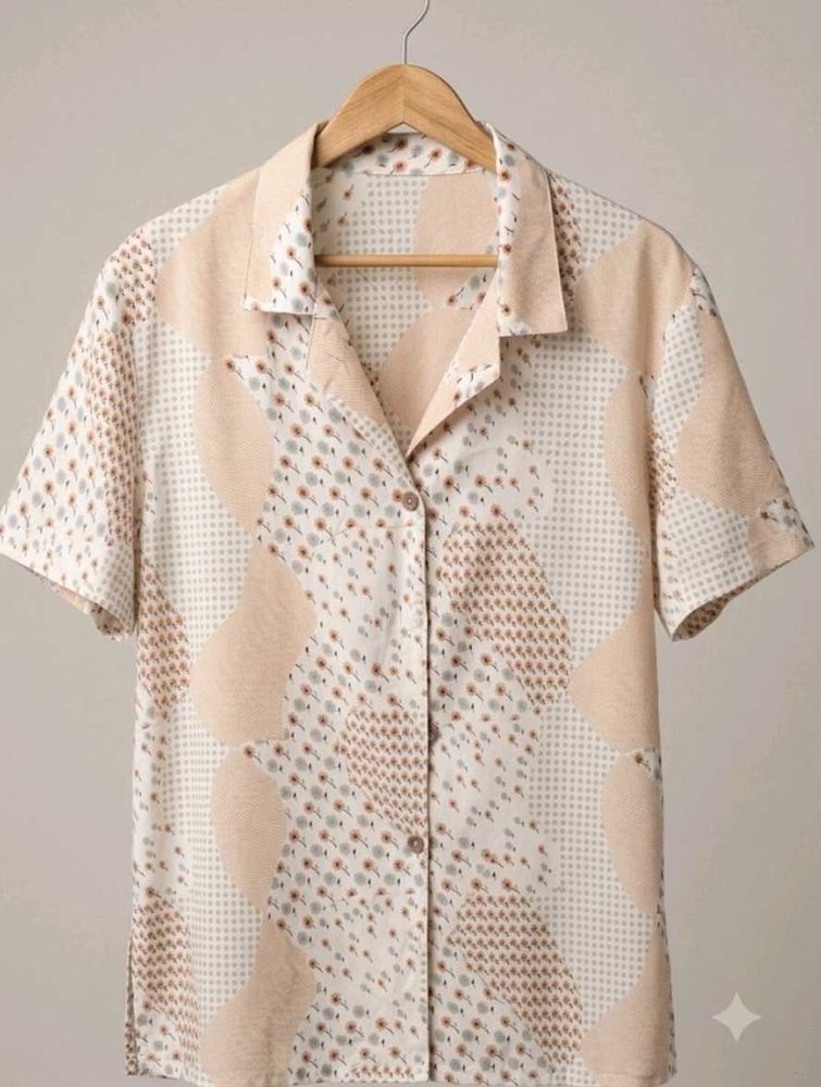 Retro Patchwork Short Sleeve Shirt