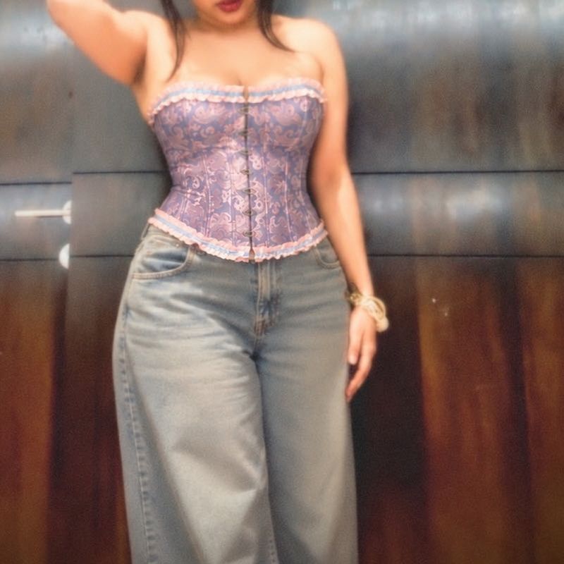 Women's Purple Lace Corset Top