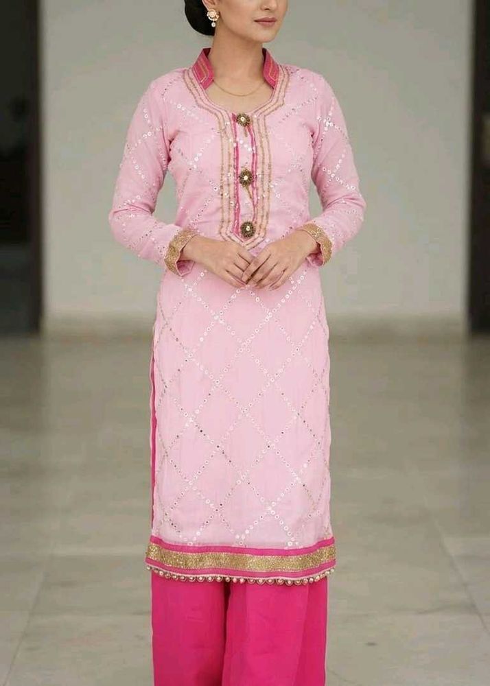Pure georgette mirror Work wedding suit