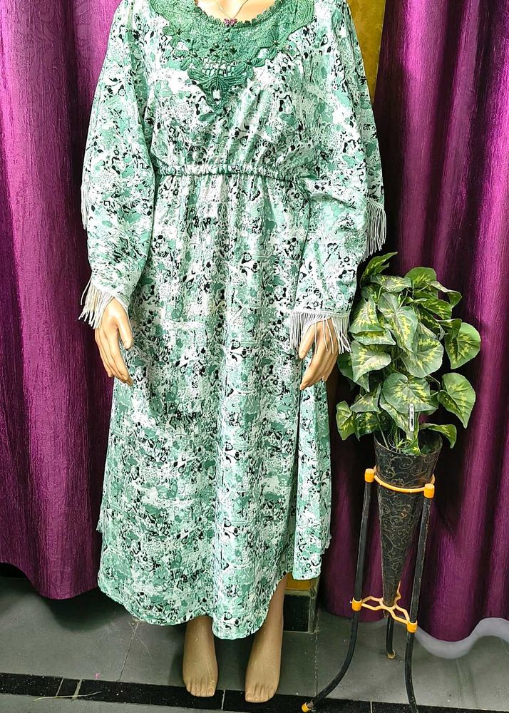 Bohemian Green Floral Kaftan Kurti