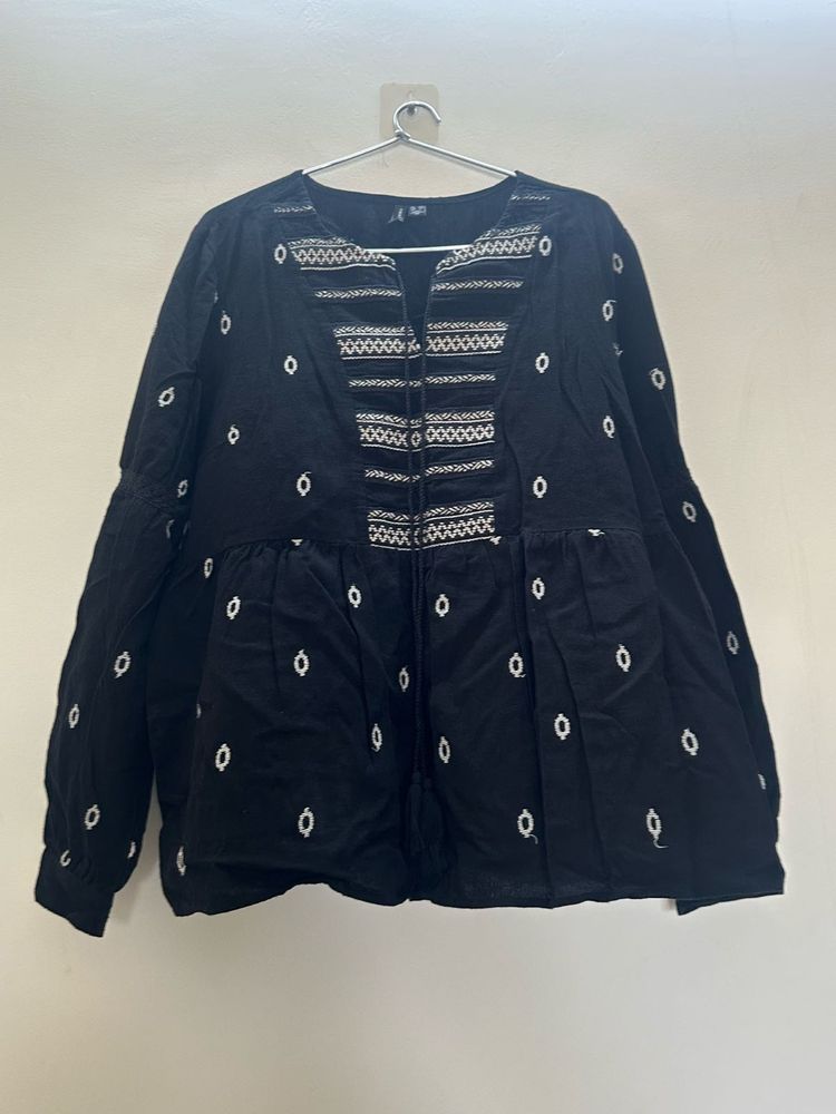 Boho Black Embroidered Kurta