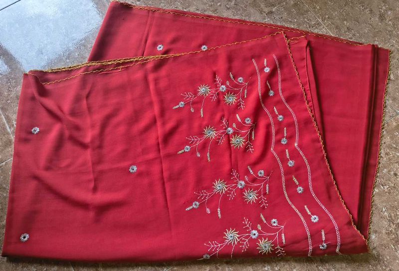 Red Embroidered Dupatta